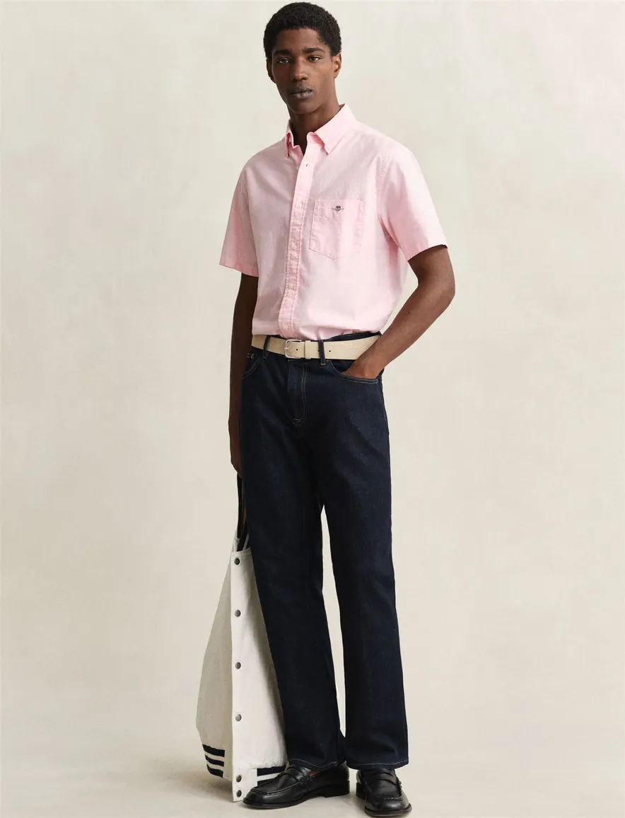 Gant regular fit overhemd korte mouw roze