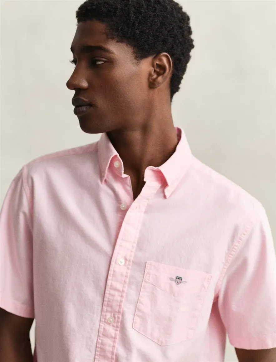 Gant regular fit overhemd korte mouw roze