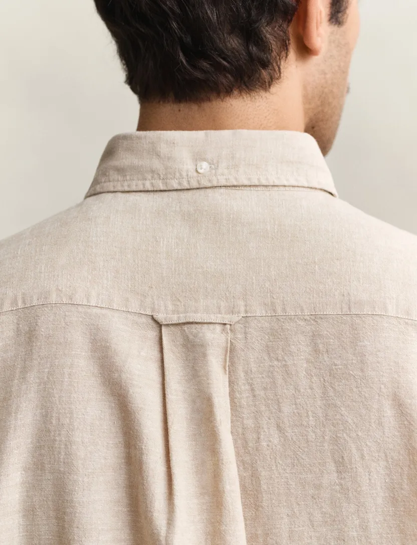 Overhemd gant linnen beige button down