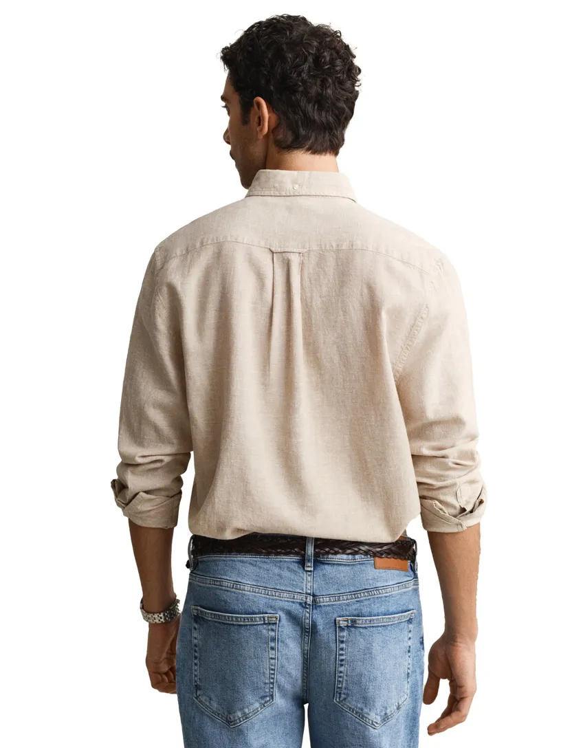 Overhemd gant linnen beige button down