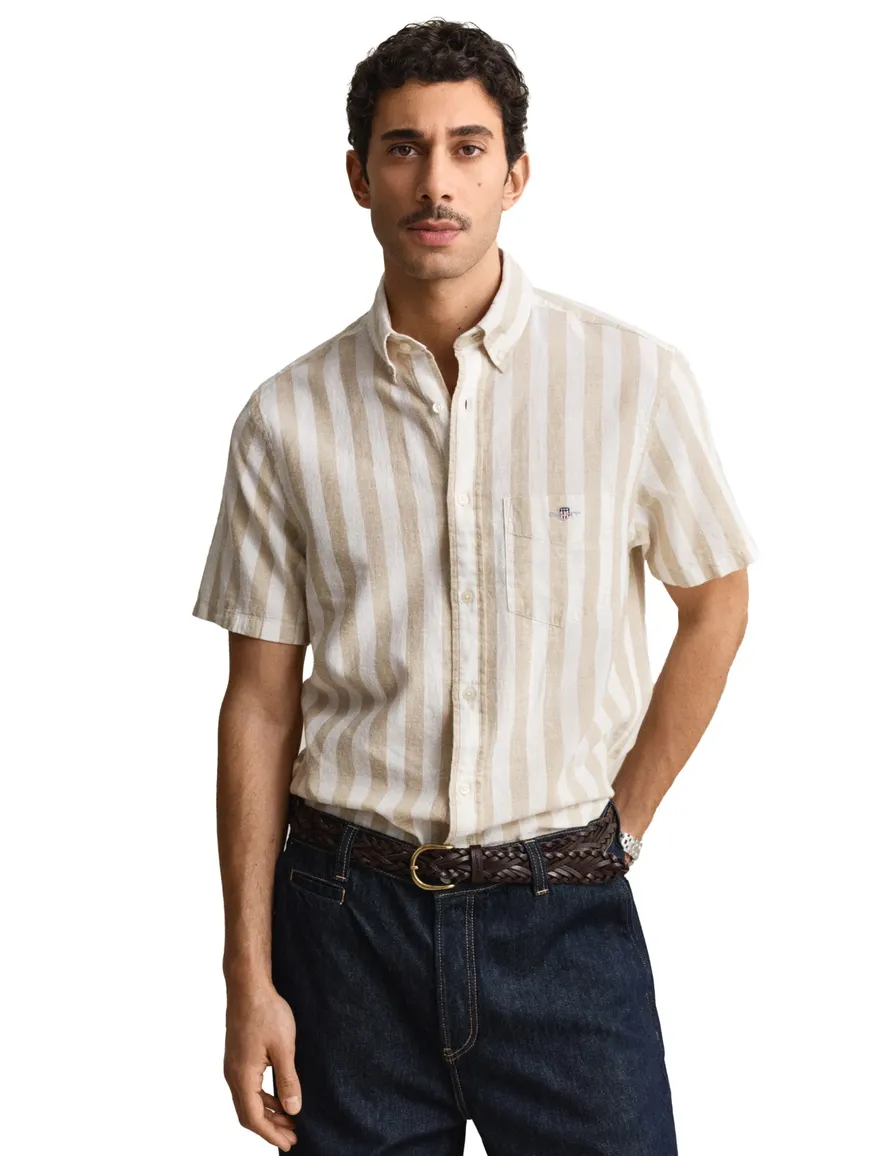 Gant overhemd korte mouw beige