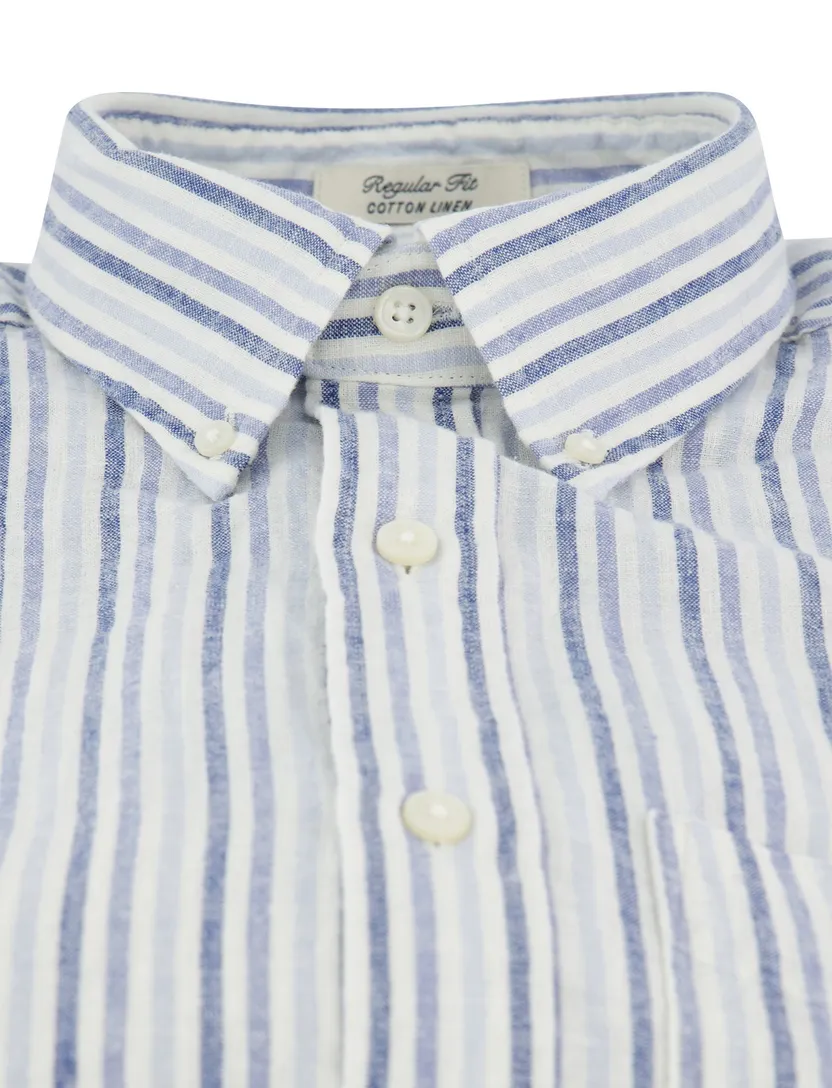 Overhemd Gant regular fit blauwe strepen met borstzak