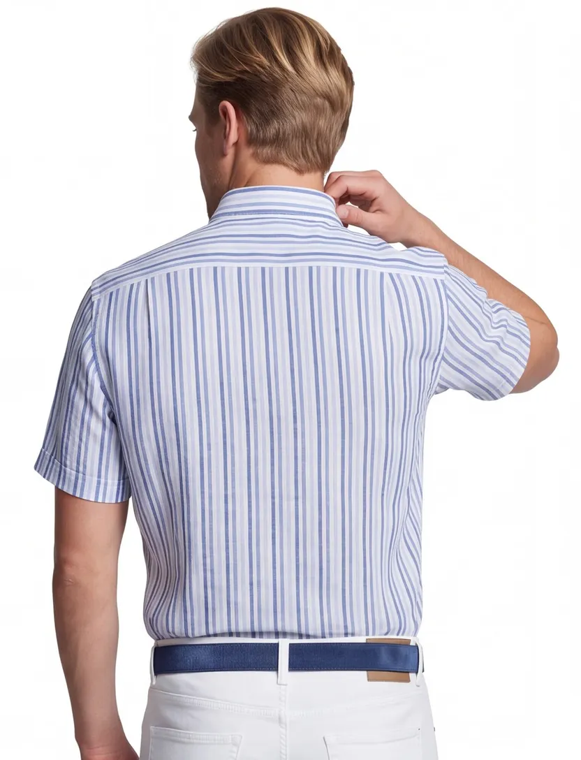 Overhemd Gant regular fit blauwe strepen met borstzak