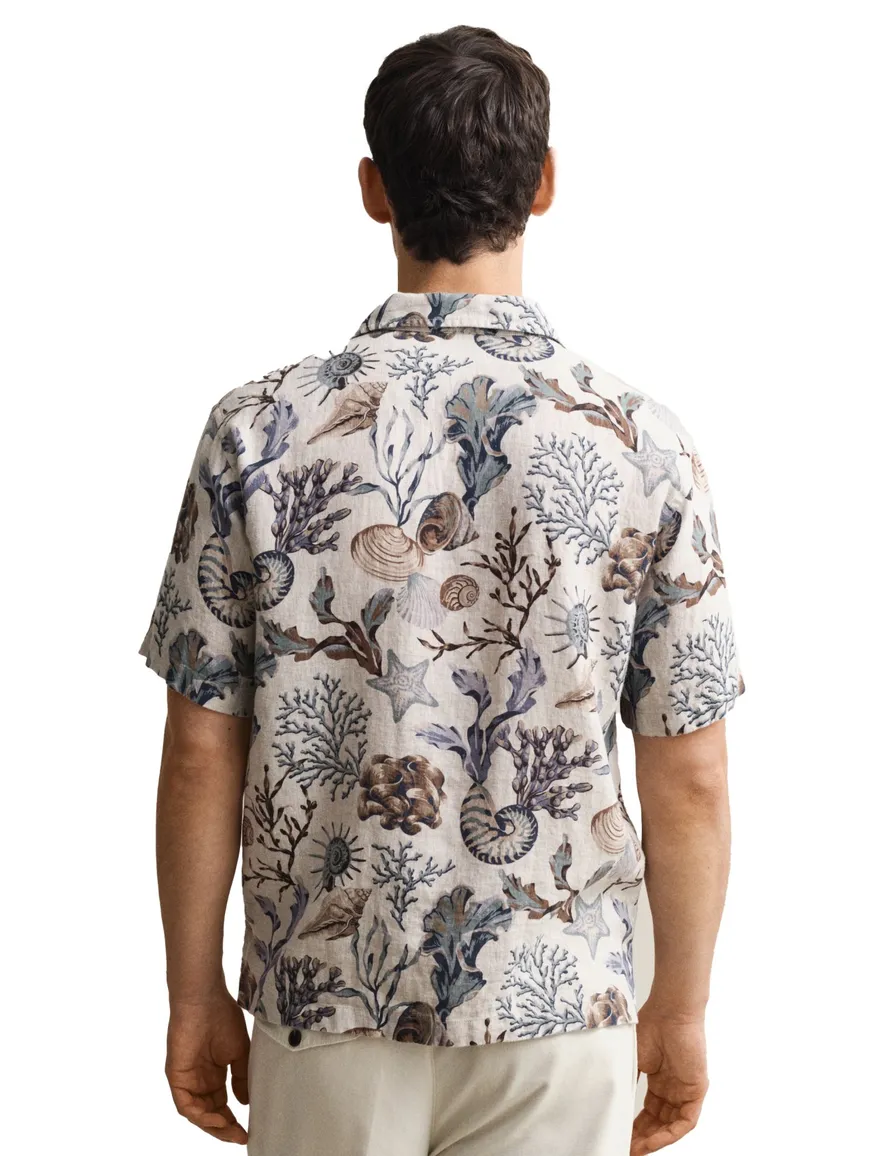 Gant polo beige linnen geprint