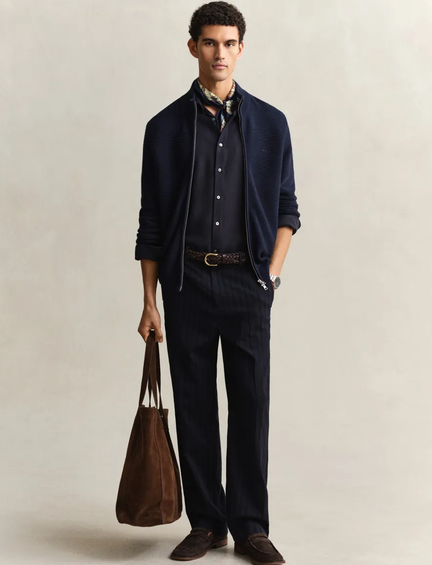Gant vest donkerblauw katoen effen