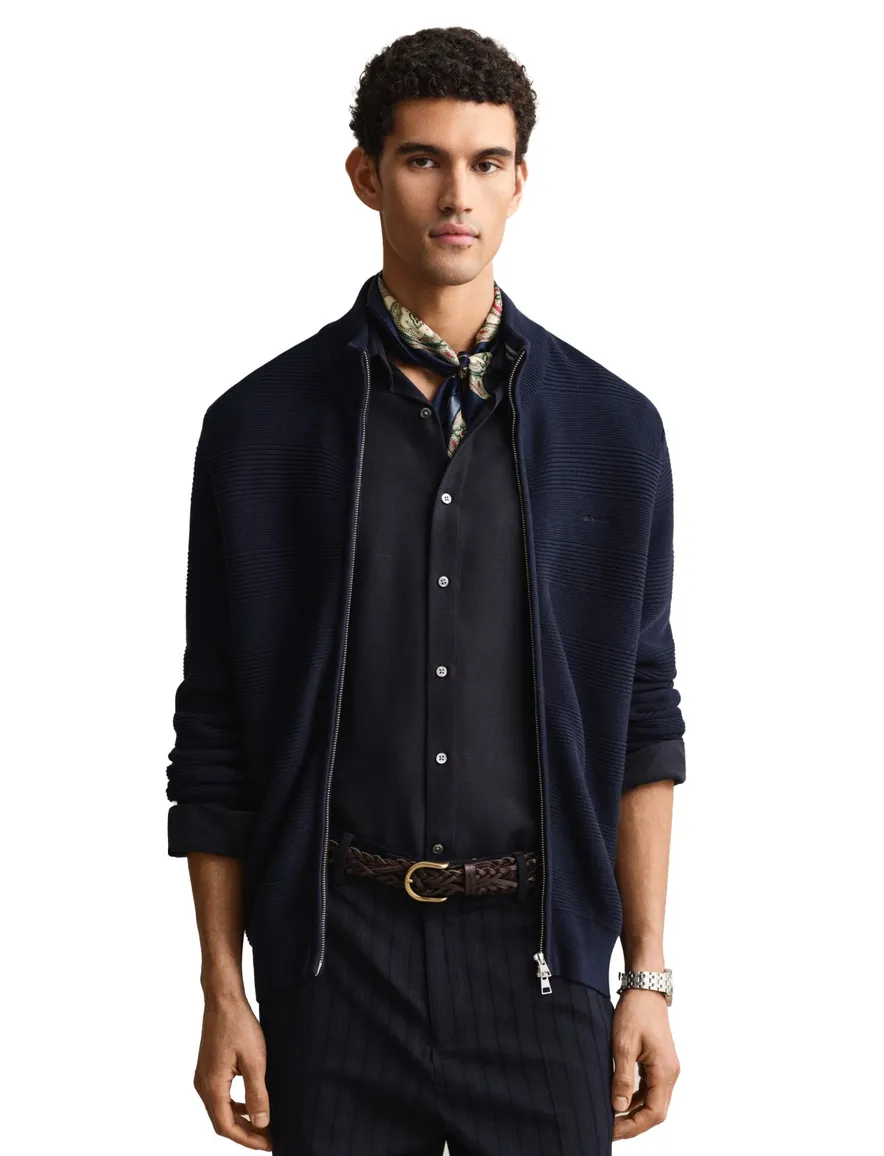 Gant vest donkerblauw katoen effen