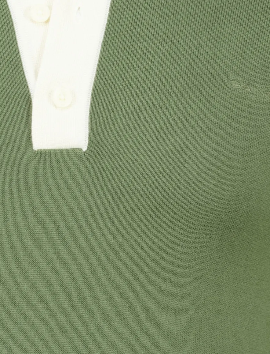Gant polo groen witte kraag knit