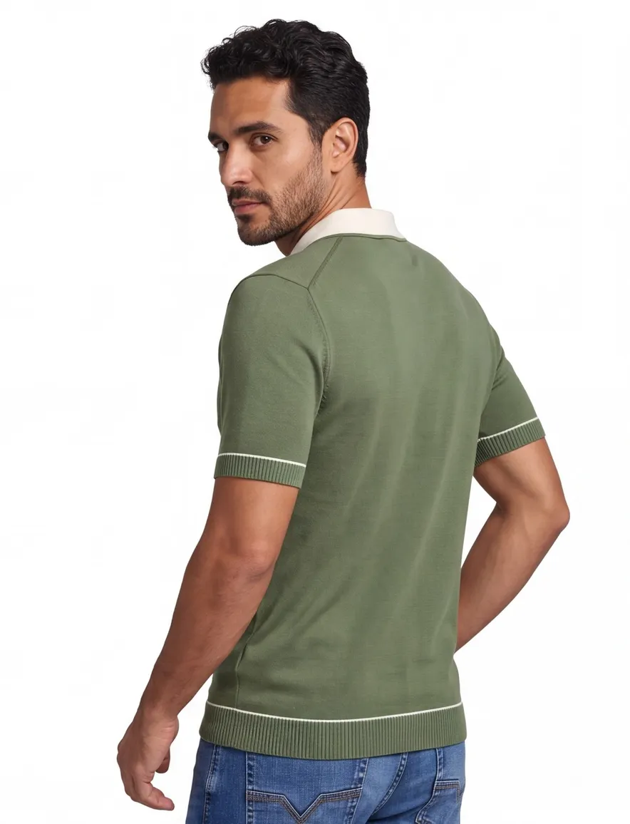 Gant polo groen witte kraag knit