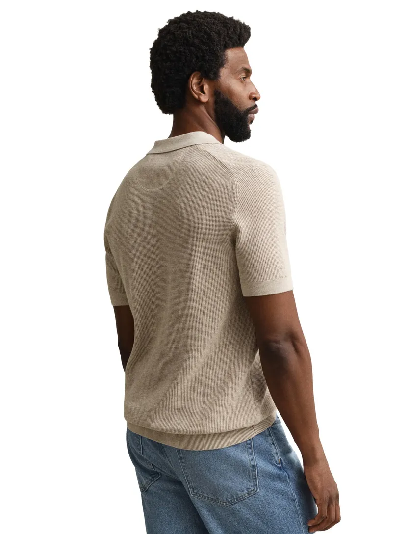 Gant poloshirt beige korte mouw 3 knopen