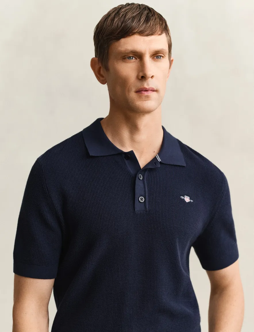 Gant polo donkerblauw 3-knoops