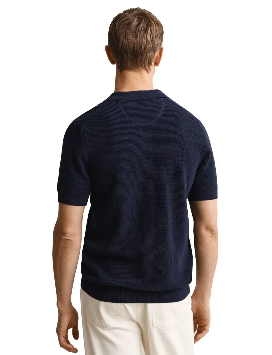 Gant polo donkerblauw 3-knoops