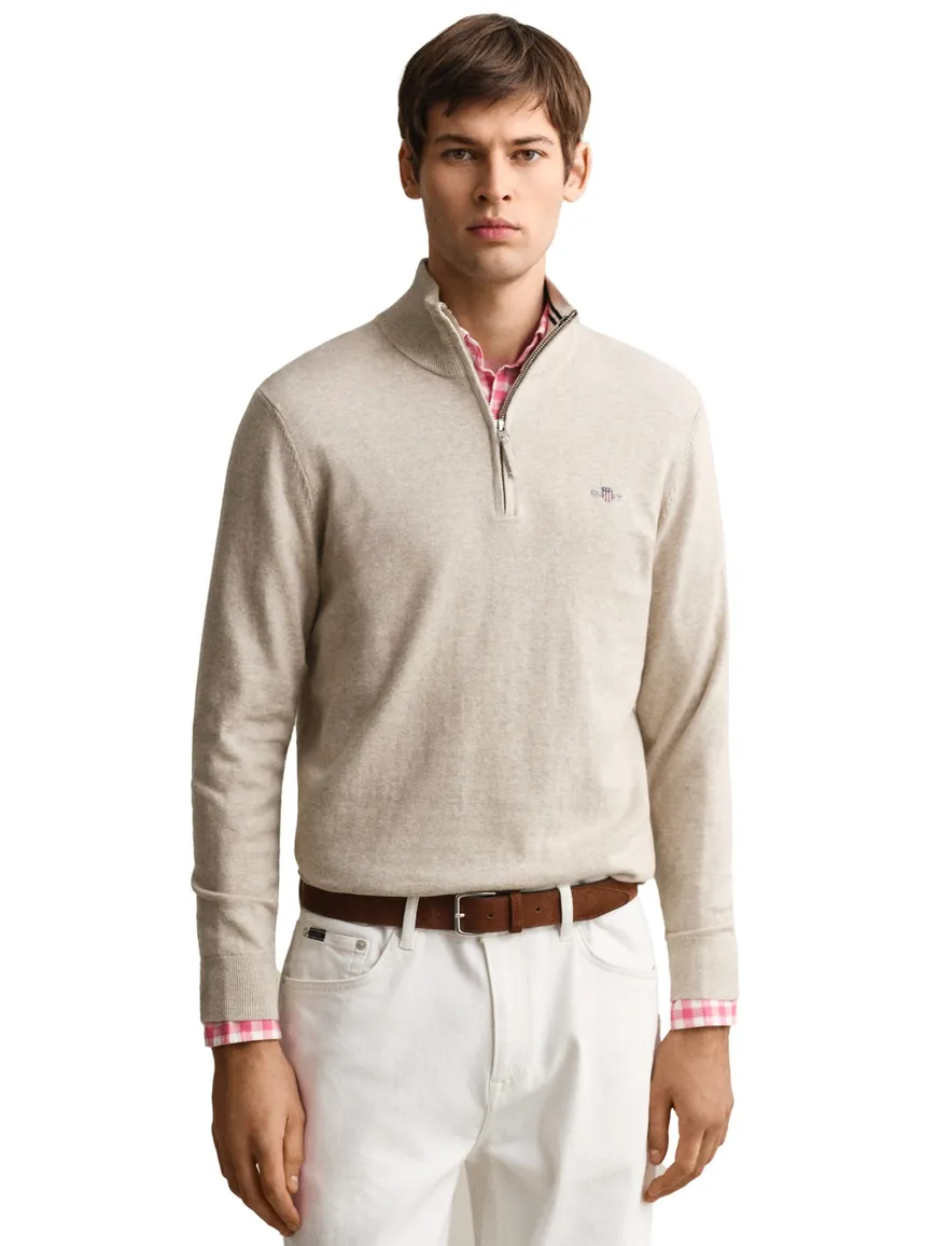 Gant trui beige half zip normale fit