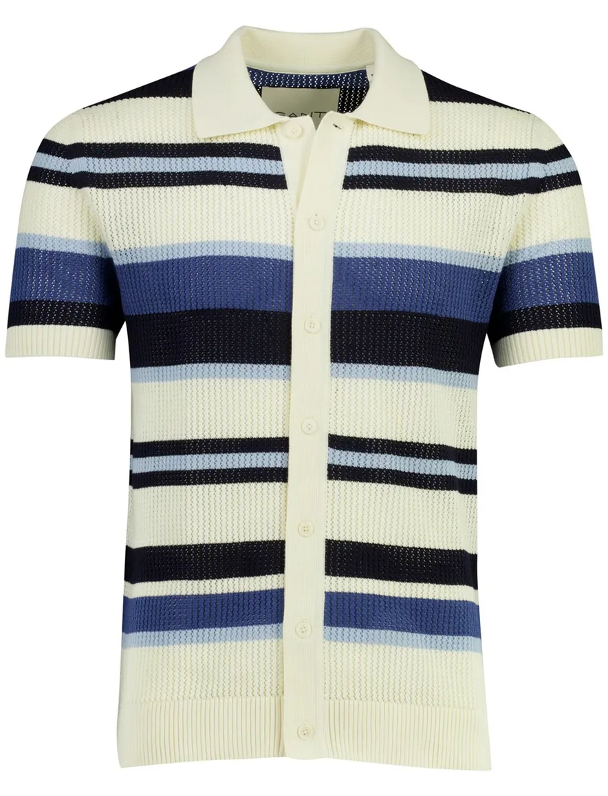 Gant gestreepte polo donkerblauw