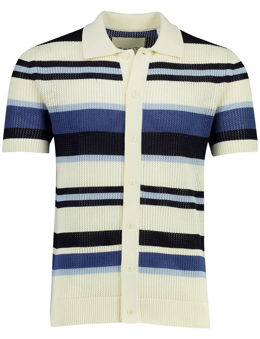 Gant poloshirt gebreid creme knopen