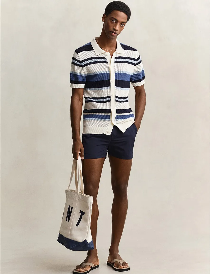 Gant poloshirt gebreid creme knopen