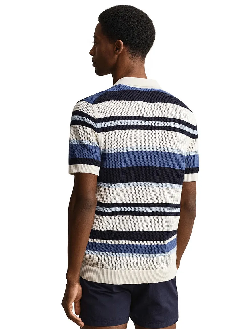Gant poloshirt gebreid creme knopen