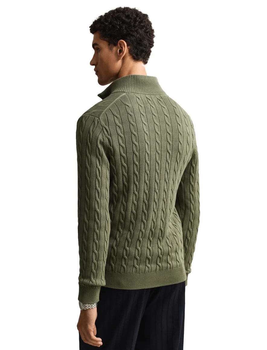 Gant trui groen kabel half zip
