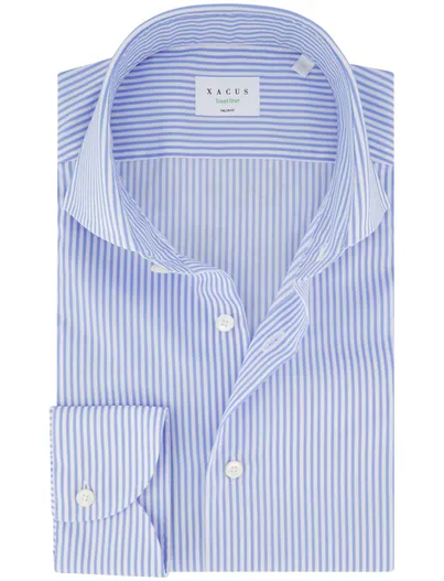 Xacus Xacus overhemd lichtblauw gestreept slim fit