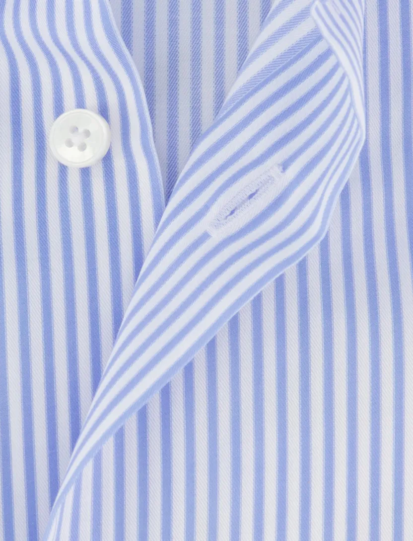 Xacus overhemd lichtblauw gestreept slim fit strijkvrij