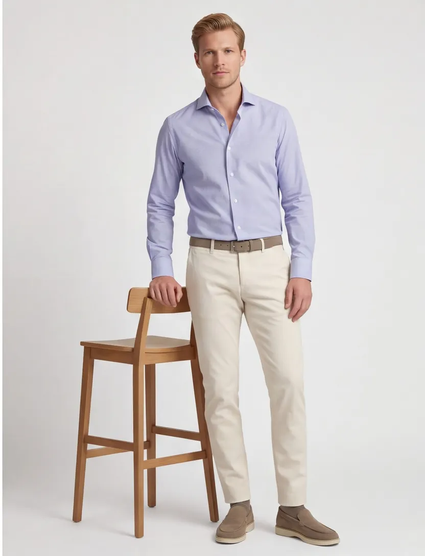 Xacus overhemd Tailor Fit blauwe streep