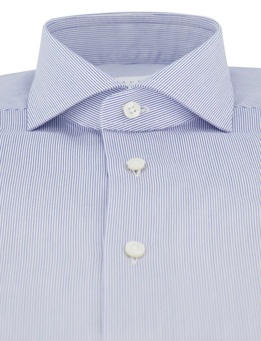 Xacus overhemd Tailor Fit blauwe streep