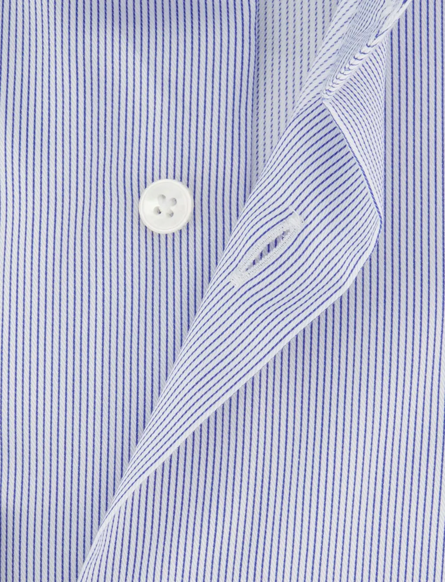 Xacus overhemd Tailor Fit wit blauw streepje