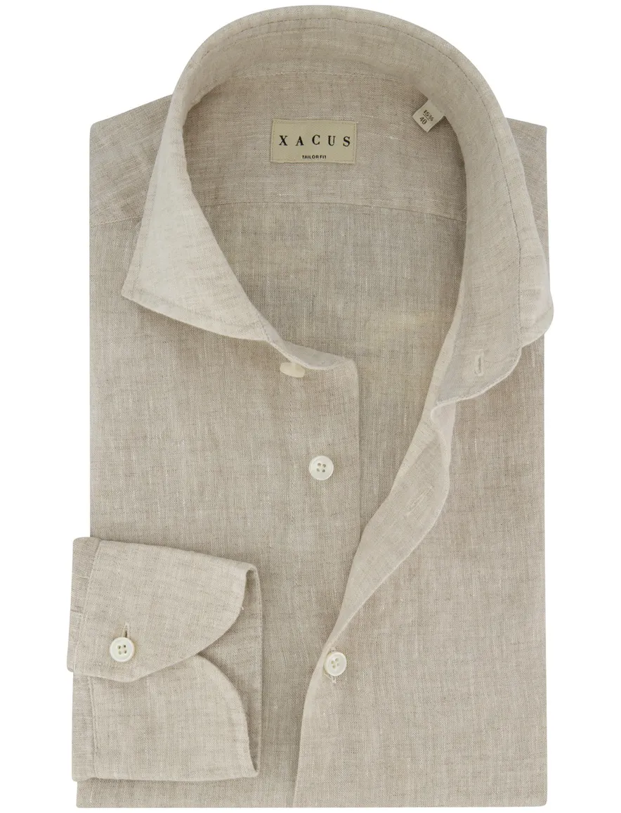 Xacus overhemd beige cutaway boord