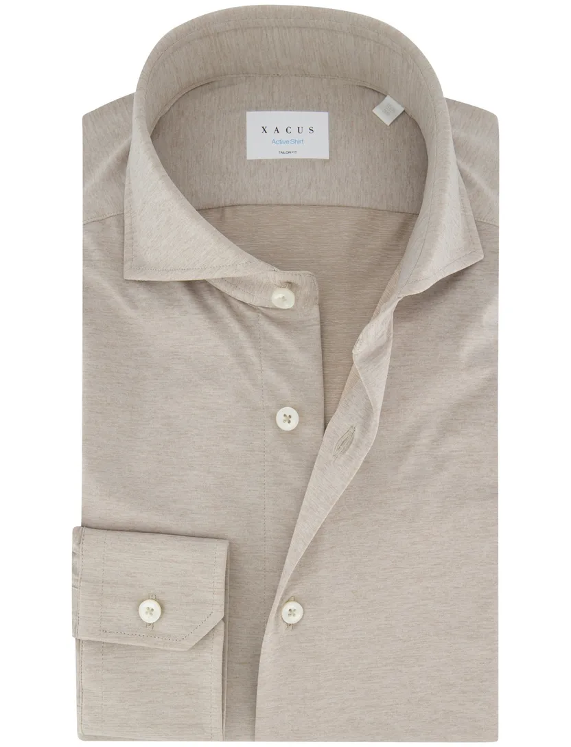 Xacus overhemd beige cutaway boord normale fit