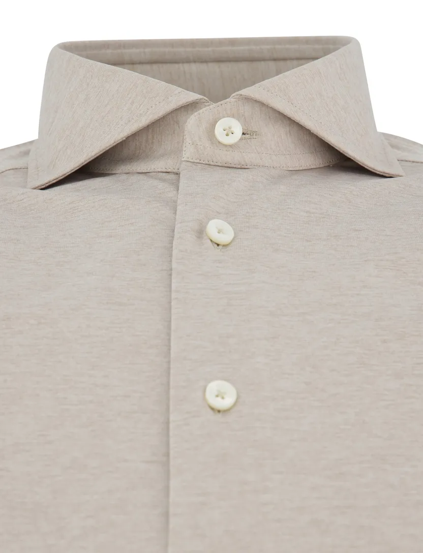 Xacus overhemd beige cutaway boord normale fit