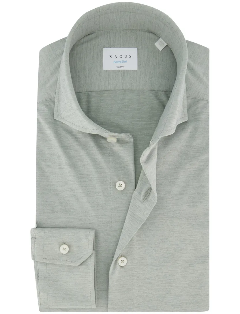 Xacus overhemd groen normale fit cutaway
