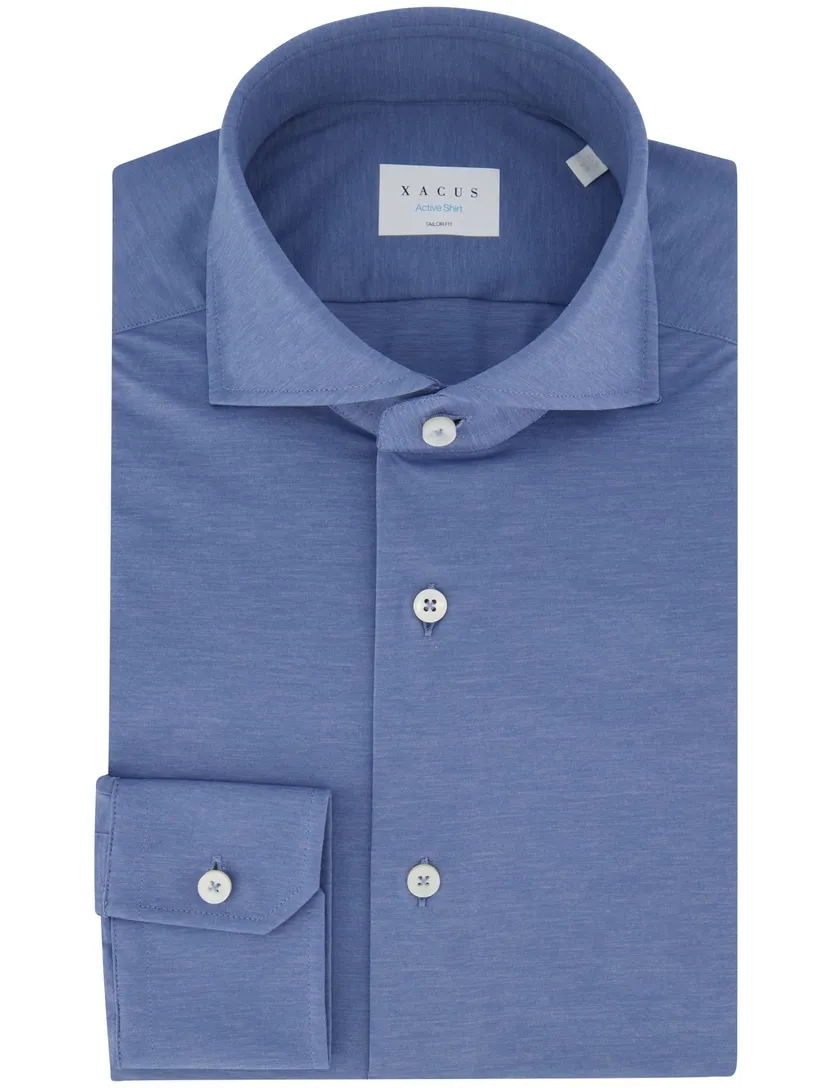 Xacus overhemd blauw cutaway boord normale fit