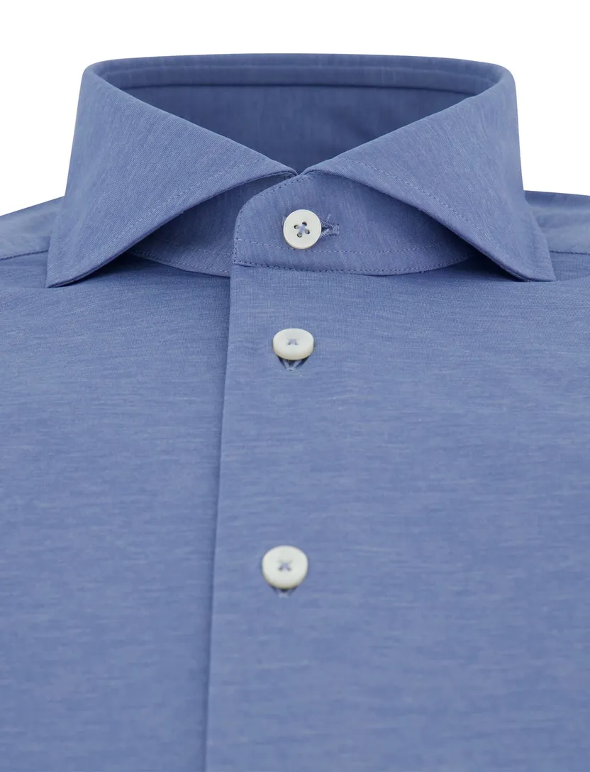 Xacus overhemd blauw cutaway boord normale fit