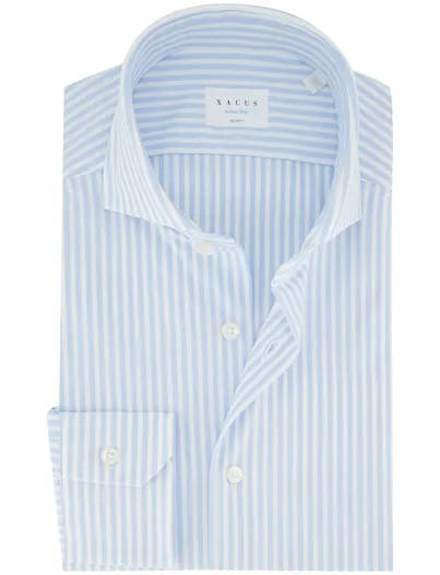 Xacus Xacus overhemd lichtblauw gestreept normale fit