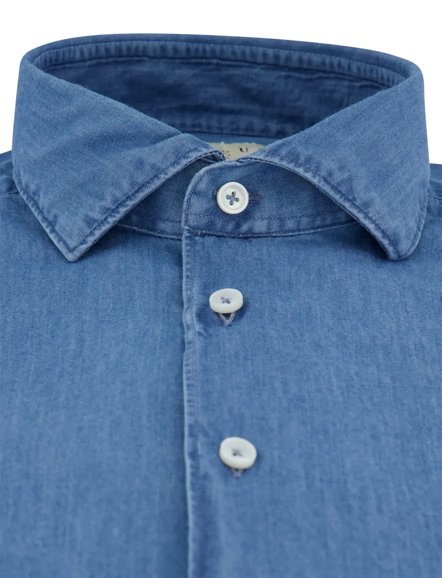 Xacus overhemd blauw cutaway boord