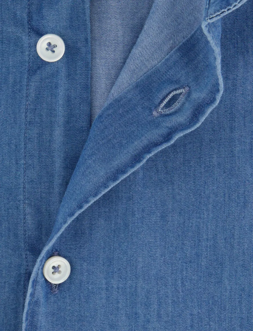 Xacus overhemd blauw cutaway boord