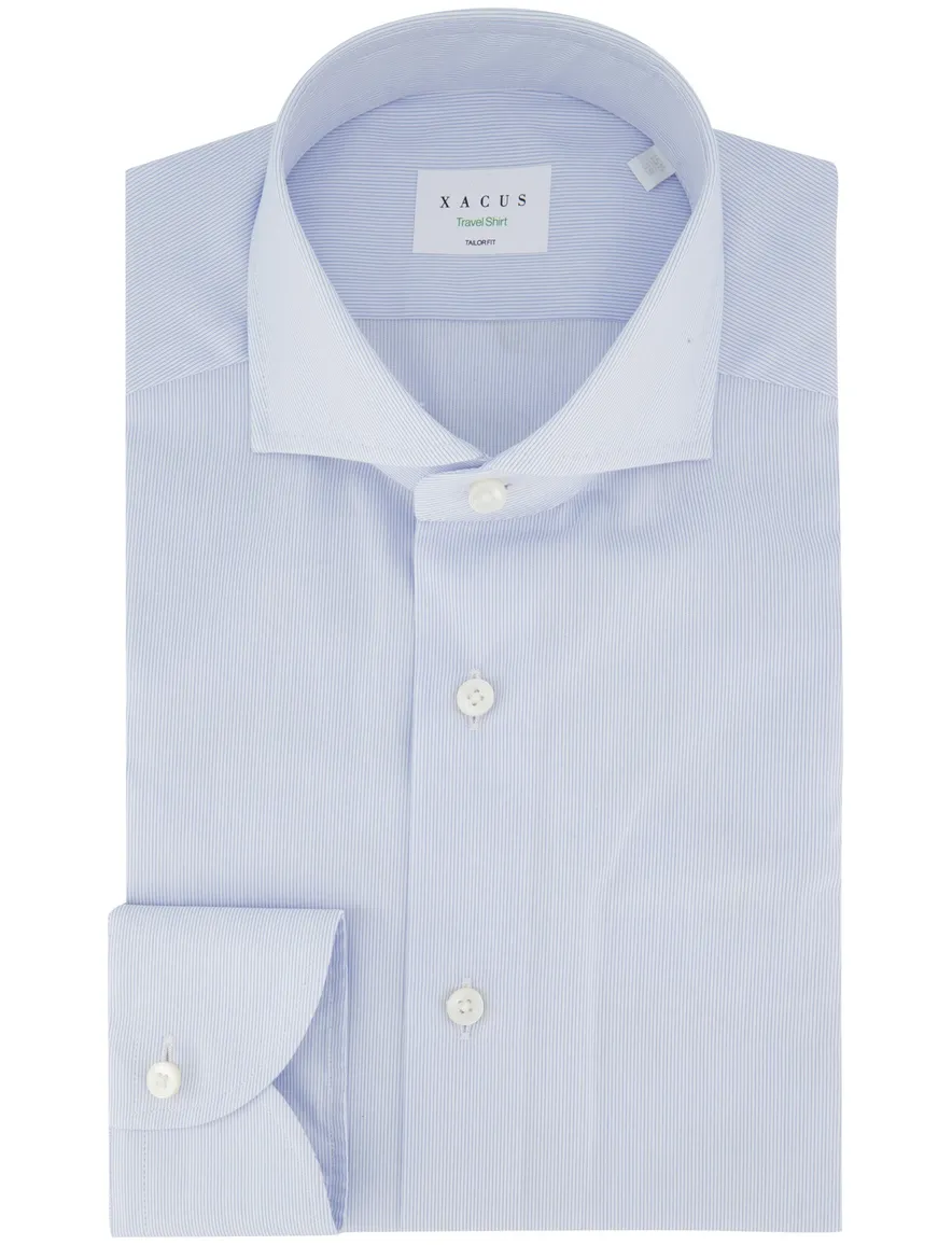 Xacus Tailor Fit overhemd lichtblauw streepje