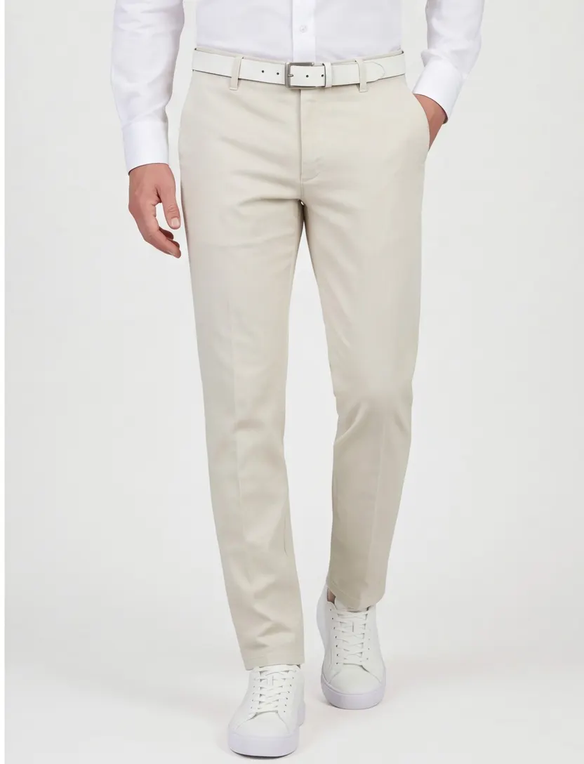 Broek Barmas Roger flatfront ecru