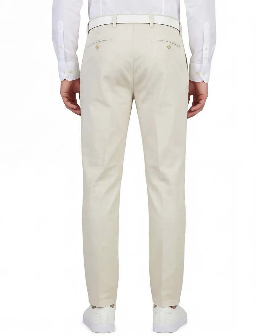 Broek Barmas Roger flatfront ecru