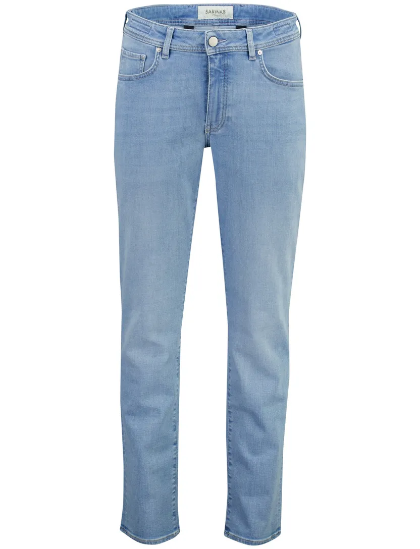 Blauwe jeans Barmas Dean 5 pocket zonder omslag katoen