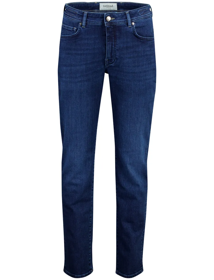Donkerblauwe jeans Barmas Dean 5 pocket zonder omslag