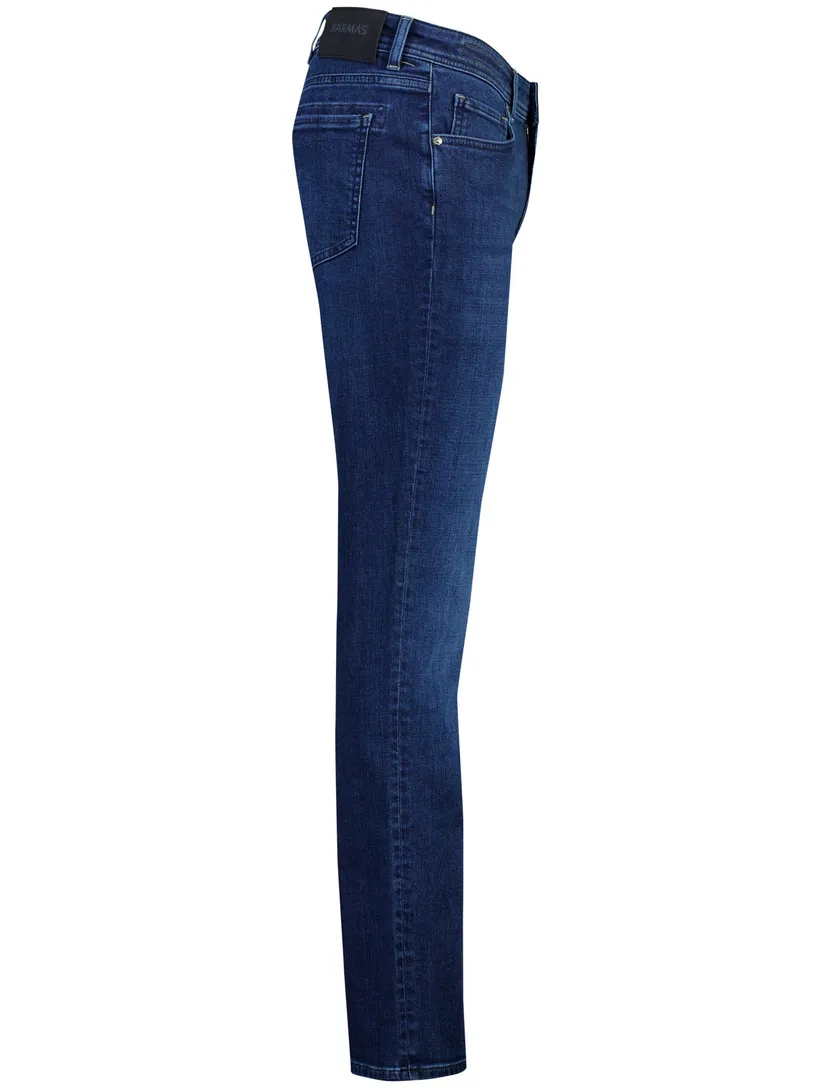Donkerblauwe jeans Barmas Dean 5 pocket zonder omslag