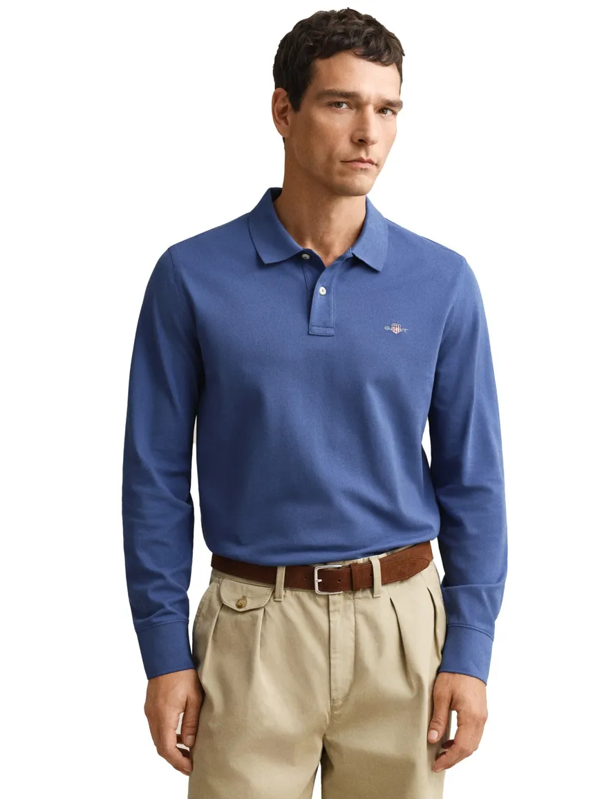 Gant polo lange mouw blauw