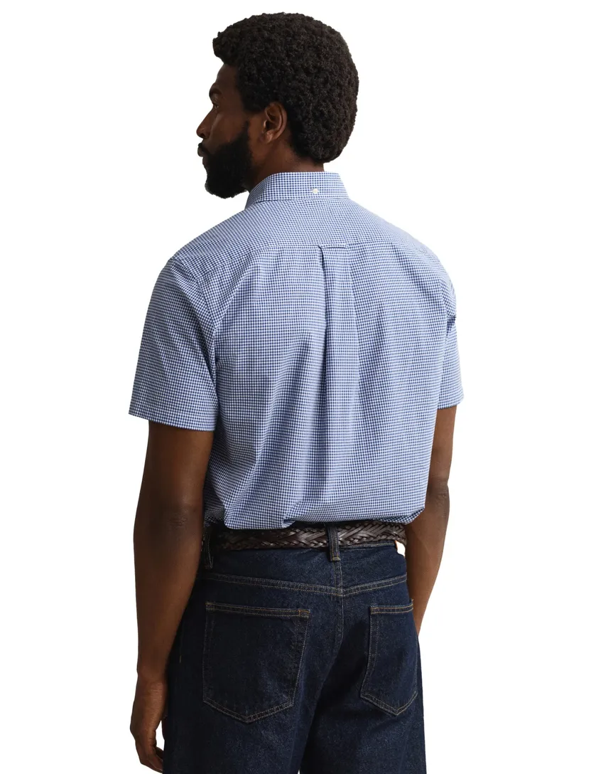 Gant overhemd blauw geruit met borstzak