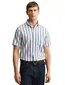 Gant overhemd strepen blauw korte mouw