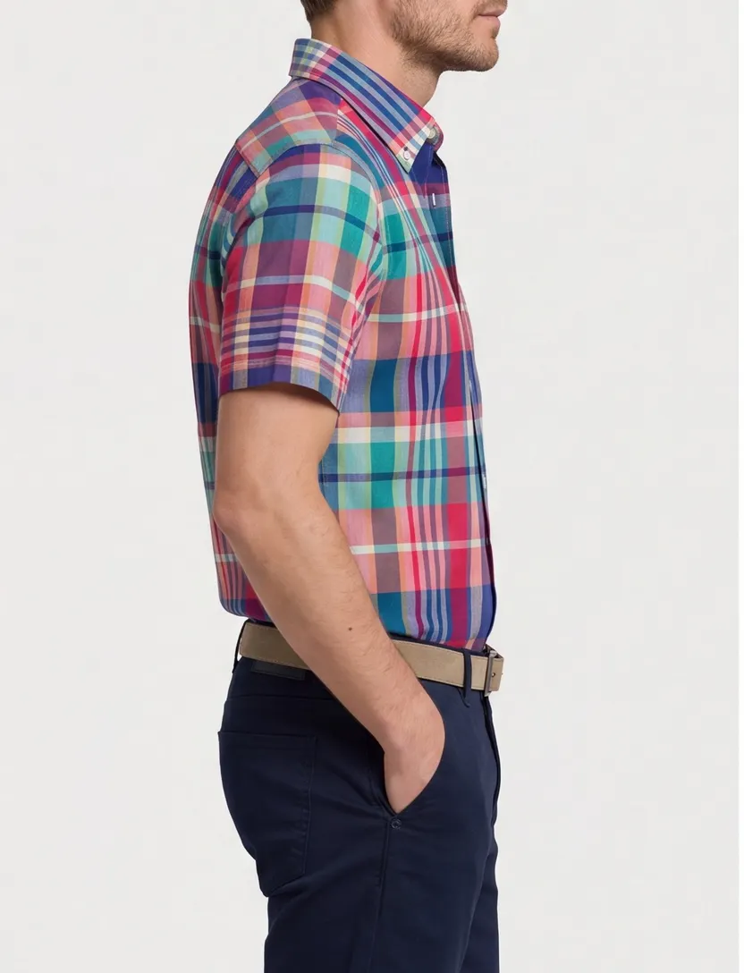 Overhemd Gant Regular Fit Madras korte mouw geruit multicolor