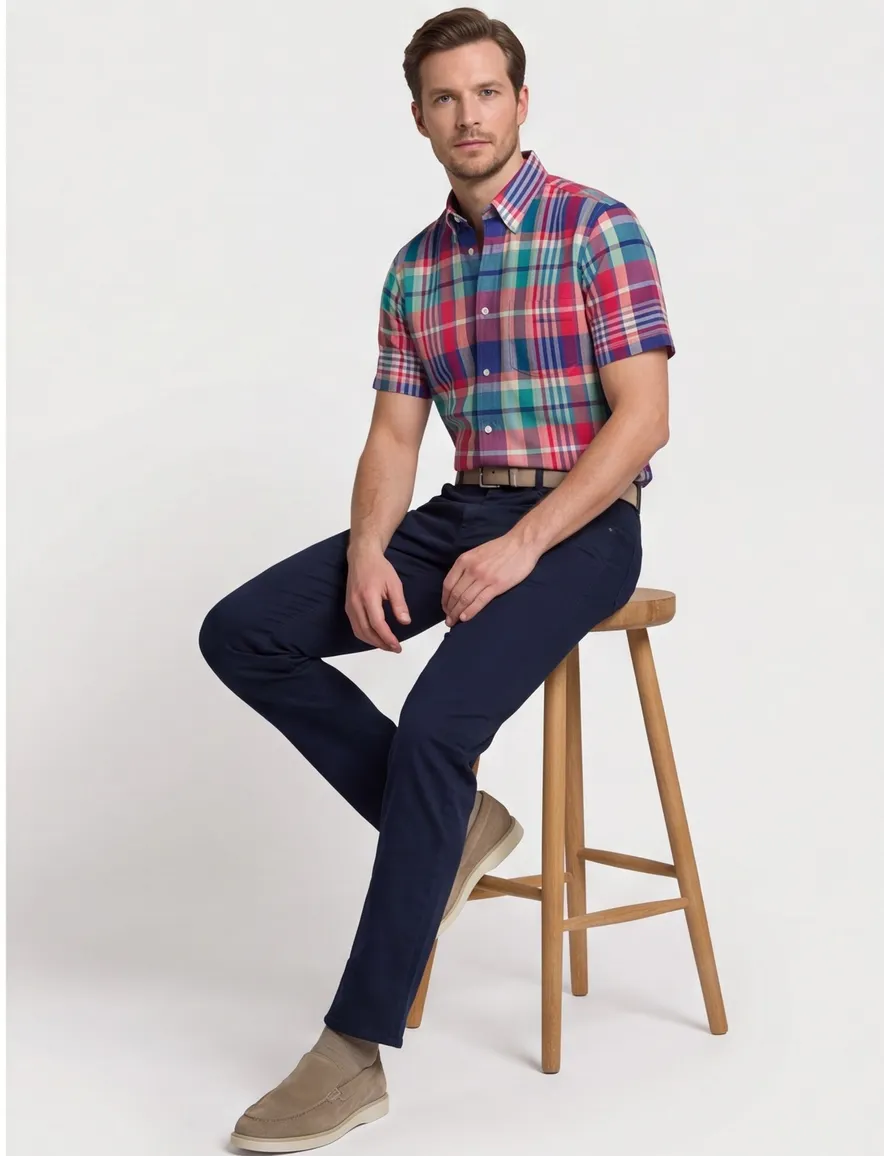 Gant regular fit overhemd korte mouw rood