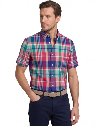 Gant Regular Fit Gant Madras overhemd korte mouw geruit multicolor