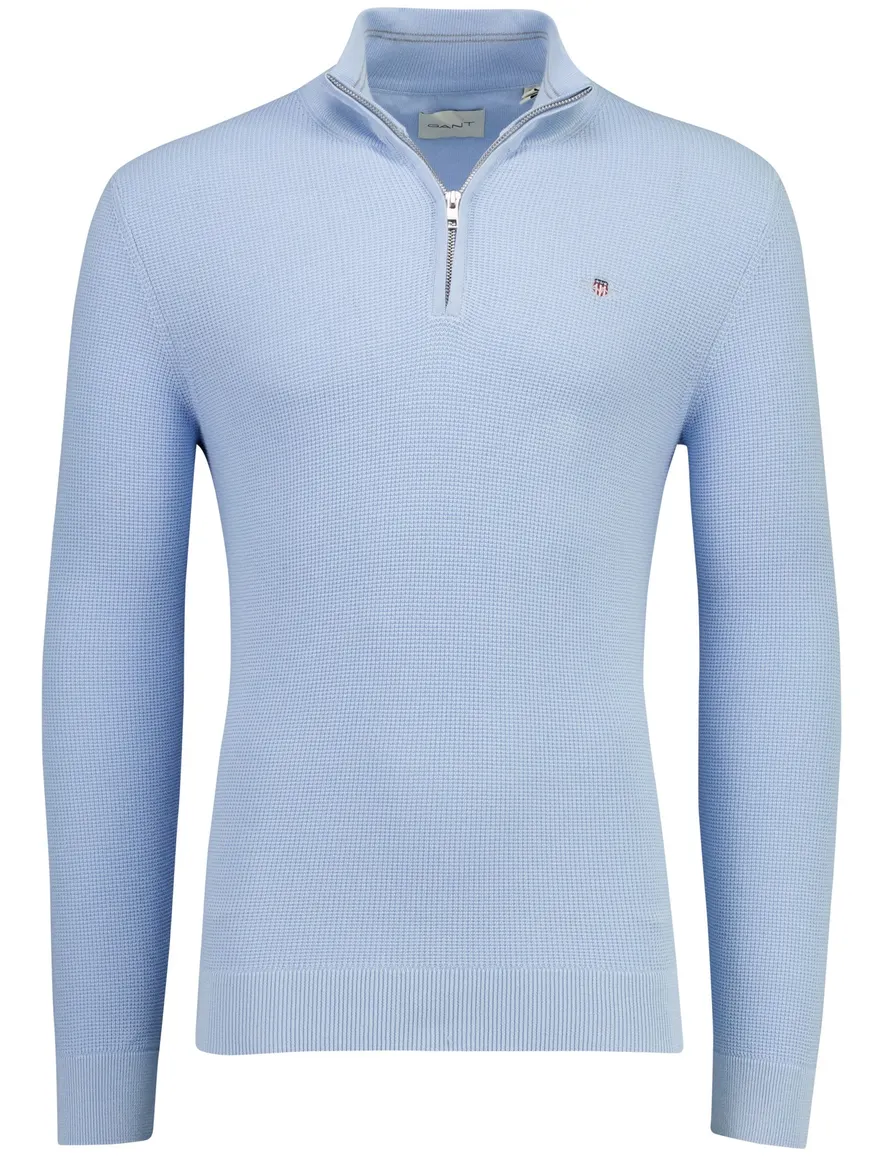 Gant trui half zip blauw structuur
