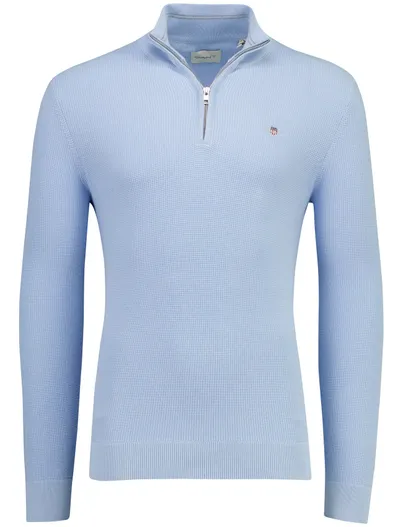 Gant trui half-zip Gant lichtblauw structuur