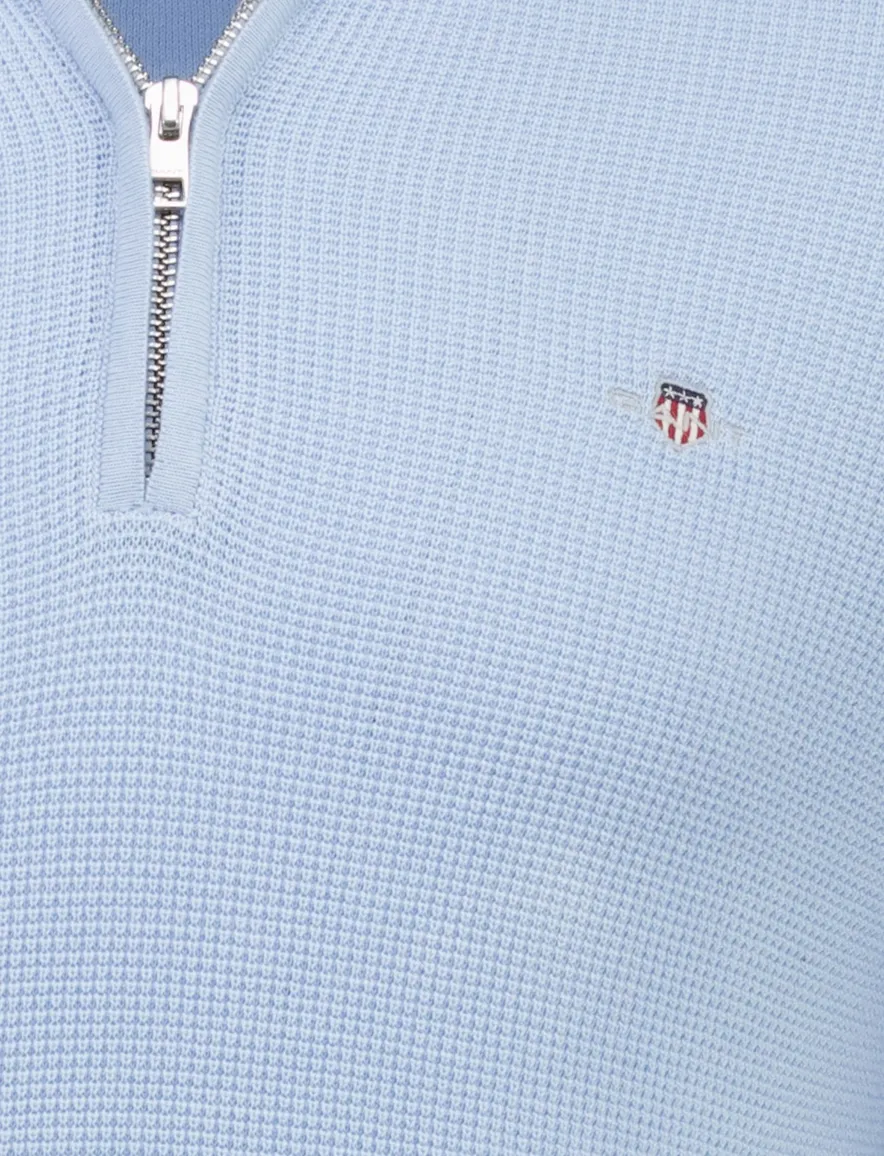 trui half-zip Gant lichtblauw structuur